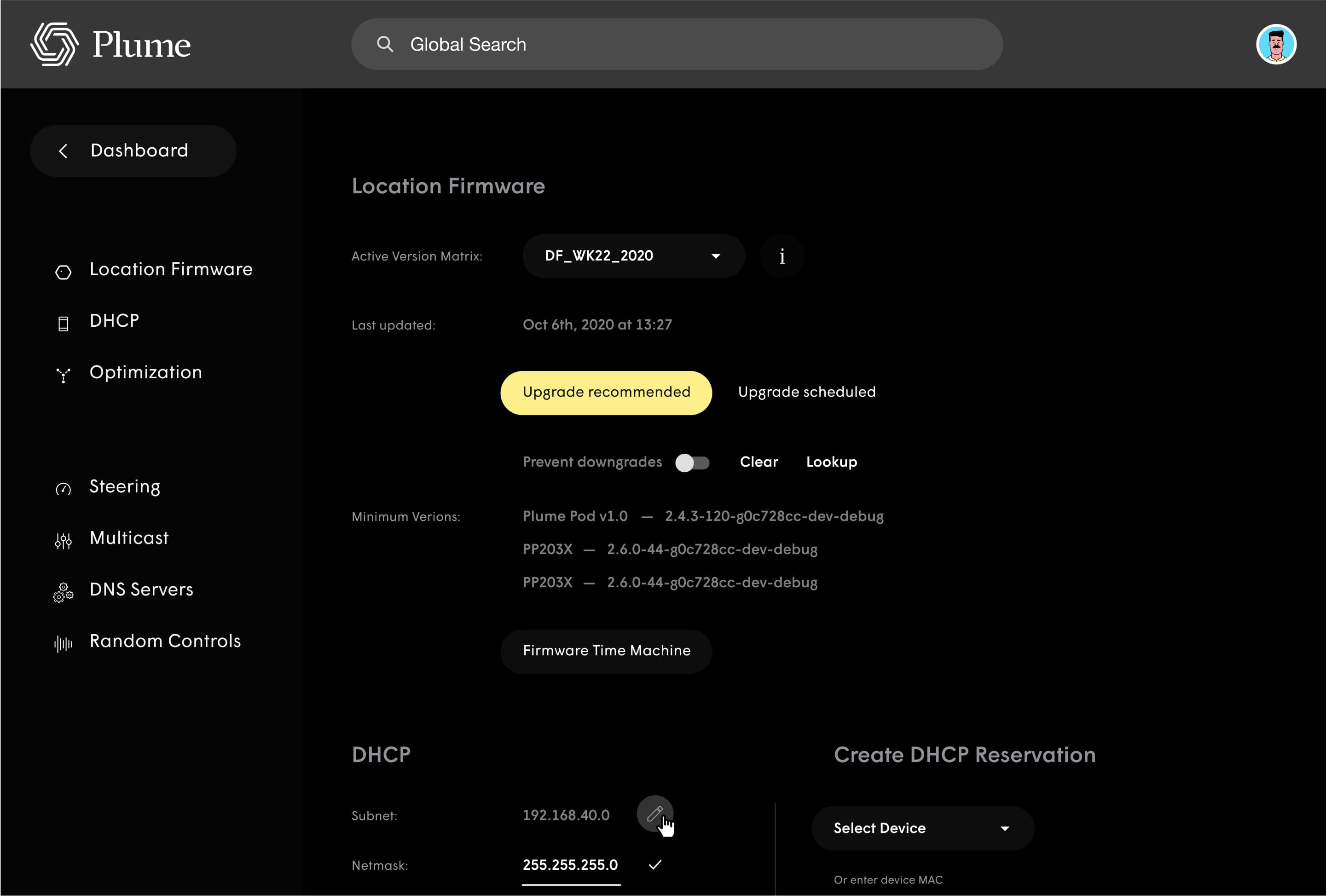 Web dashboard products — Head of Design frame
